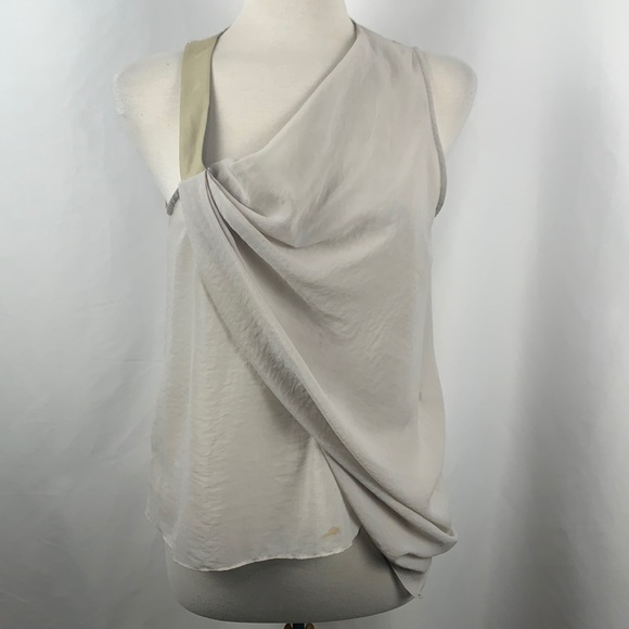 Helmut Lang Tops - Helmut Lang Tan Sheer One Shoulder Tank Top